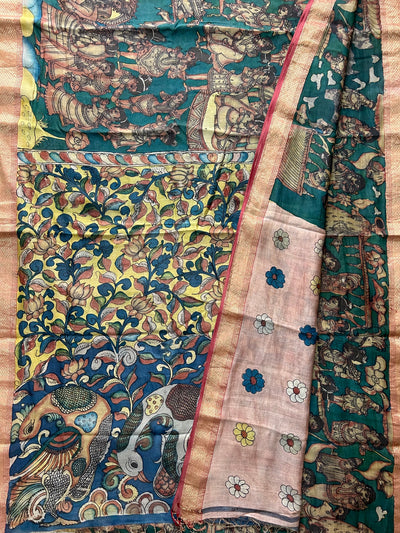 KADAMBARI: Handloom Maheshwari Pen Kalamkari Saree