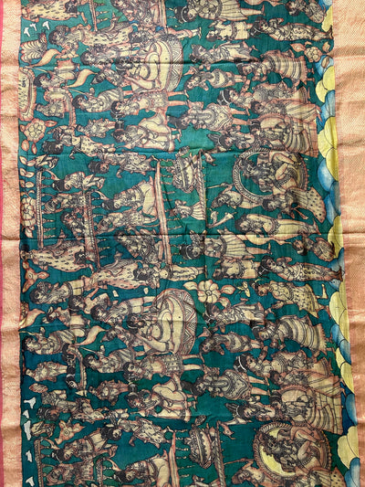 KADAMBARI: Handloom Maheshwari Pen Kalamkari Saree