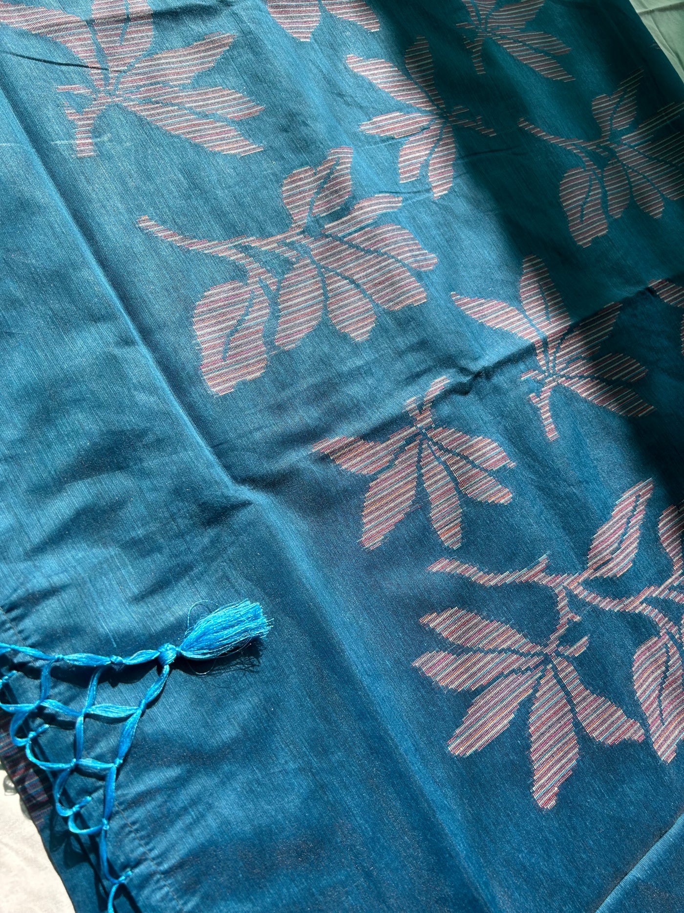 MRNALINI: INDIGO PARTYWEAR PURE COTTON-EXCEL JAMDANI INSPIRED SAREE