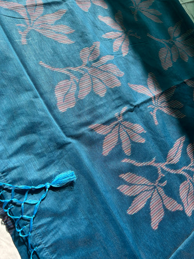 MRNALINI: INDIGO PARTYWEAR PURE COTTON-EXCEL JAMDANI INSPIRED SAREE