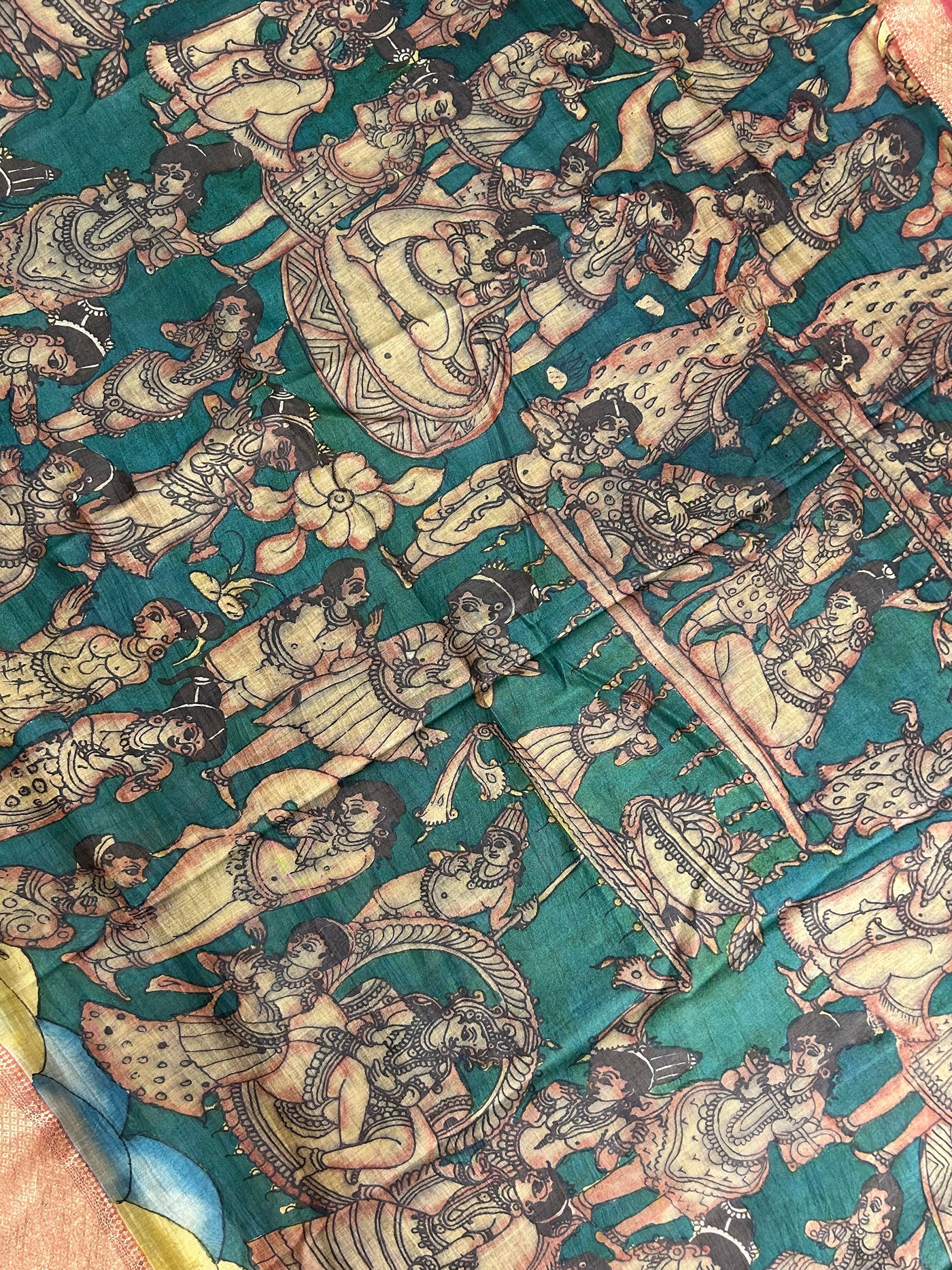 KADAMBARI: Handloom Maheshwari Pen Kalamkari Saree