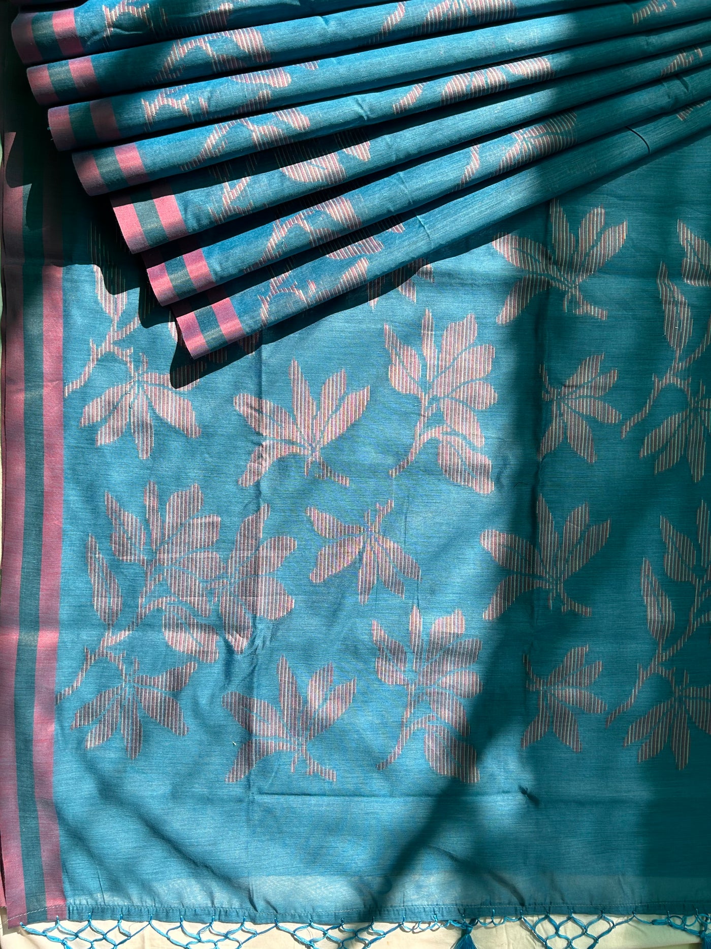 MRNALINI: INDIGO PARTYWEAR PURE COTTON-EXCEL JAMDANI INSPIRED SAREE