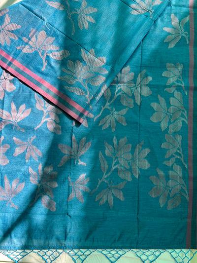 MRNALINI: INDIGO PARTYWEAR PURE COTTON-EXCEL JAMDANI INSPIRED SAREE