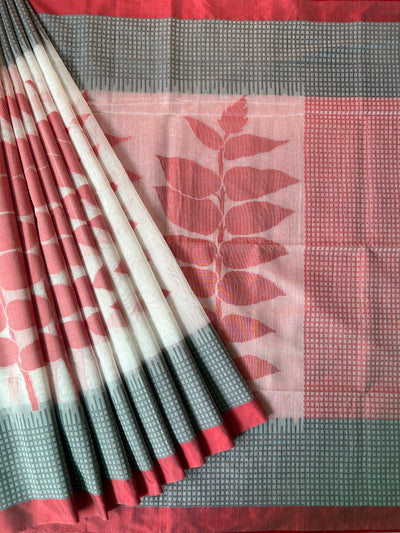 PARINITA : DURGA PUJA FESTIVE PURE COTTON-EXCEL JAMDANI INSPIRED SAREE