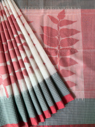 PARINITA : DURGA PUJA FESTIVE PURE COTTON-EXCEL JAMDANI INSPIRED SAREE