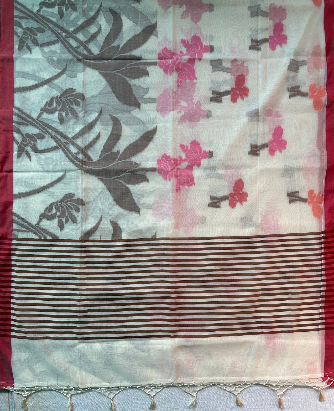 SHWETA: DURGA PUJA FESTIVE PURE COTTON-EXCEL JAMDANI INSPIRED SAREE