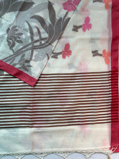 SHWETA: DURGA PUJA FESTIVE PURE COTTON-EXCEL JAMDANI INSPIRED SAREE