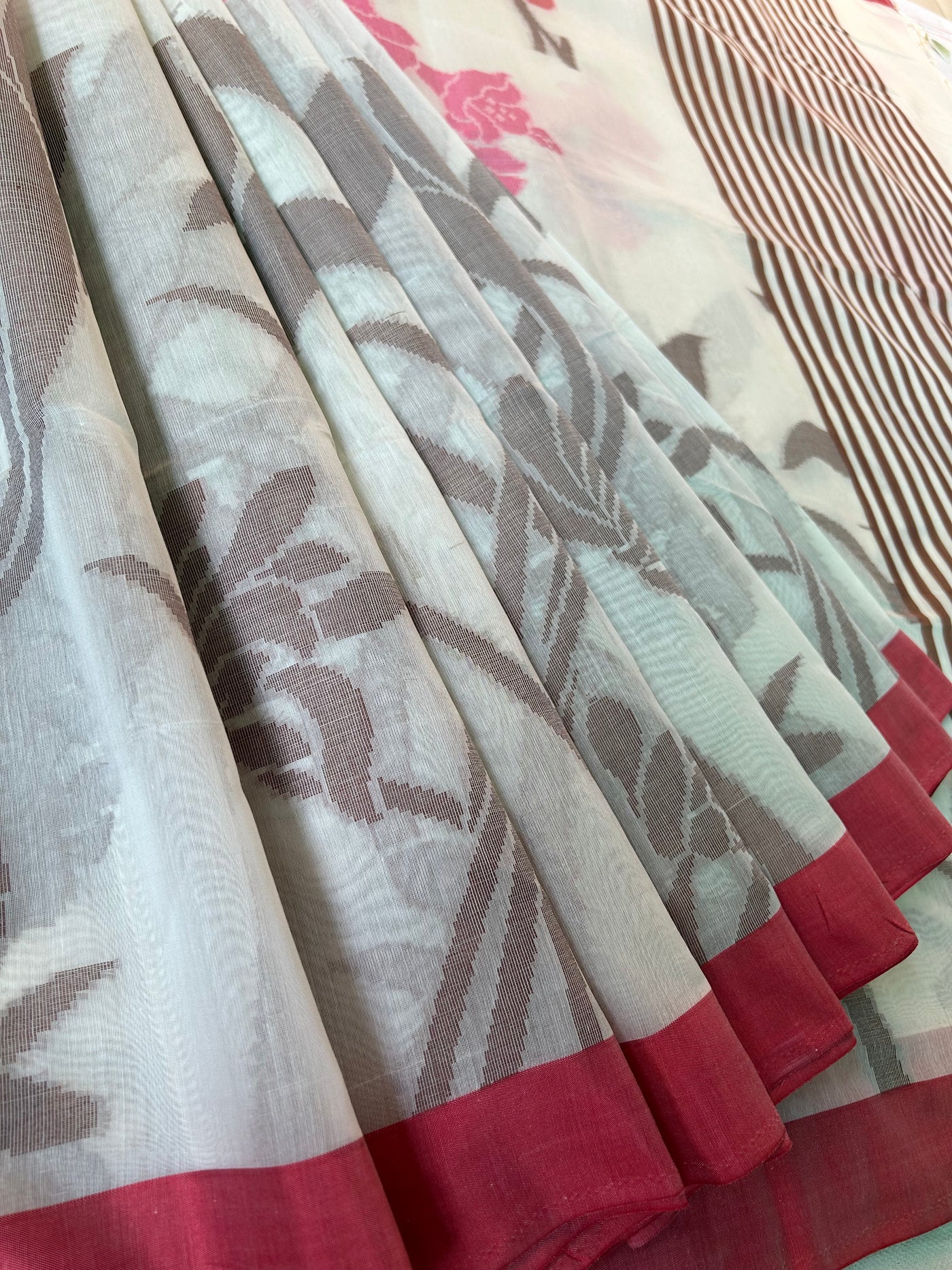 SHWETA: DURGA PUJA FESTIVE PURE COTTON-EXCEL JAMDANI INSPIRED SAREE