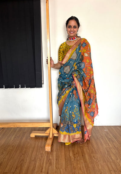 Jal Pari: Handloom Maheshwari Pen Kalamkari Saree