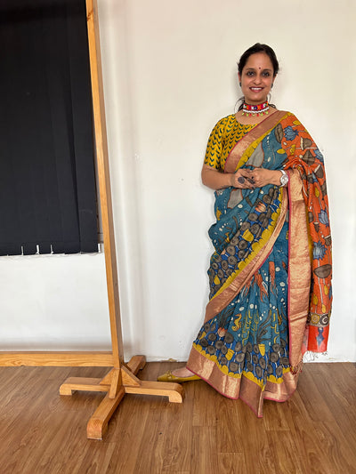 Jal Pari: Handloom Maheshwari Pen Kalamkari Saree