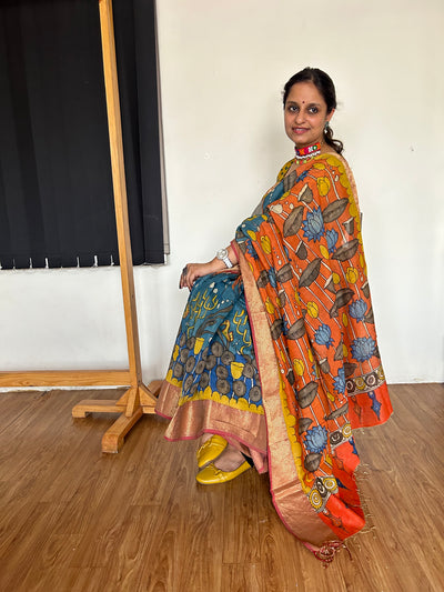 Jal Pari: Handloom Maheshwari Pen Kalamkari Saree