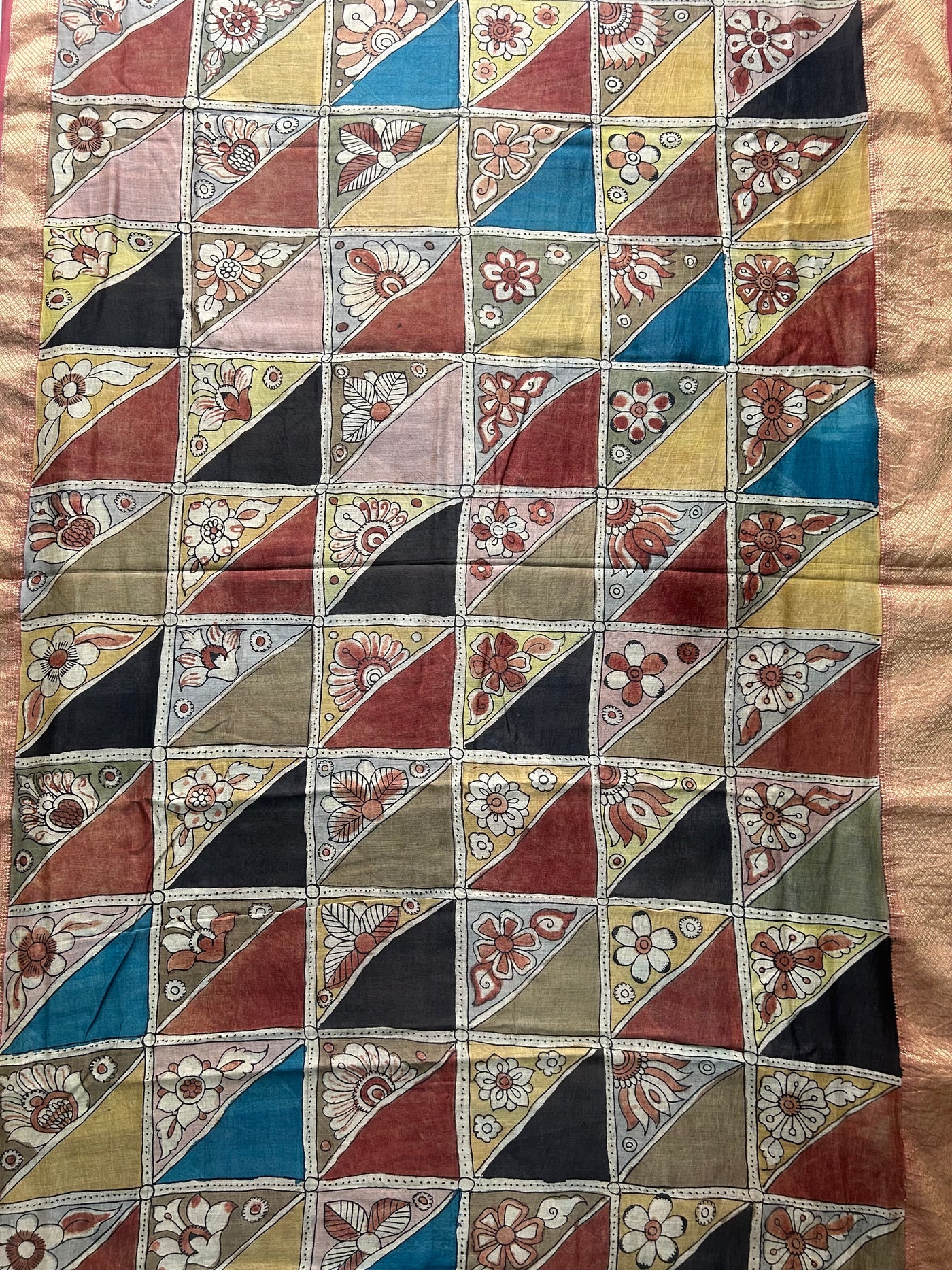 MORNI: Handloom Maheshwari Pen Kalamkari Saree