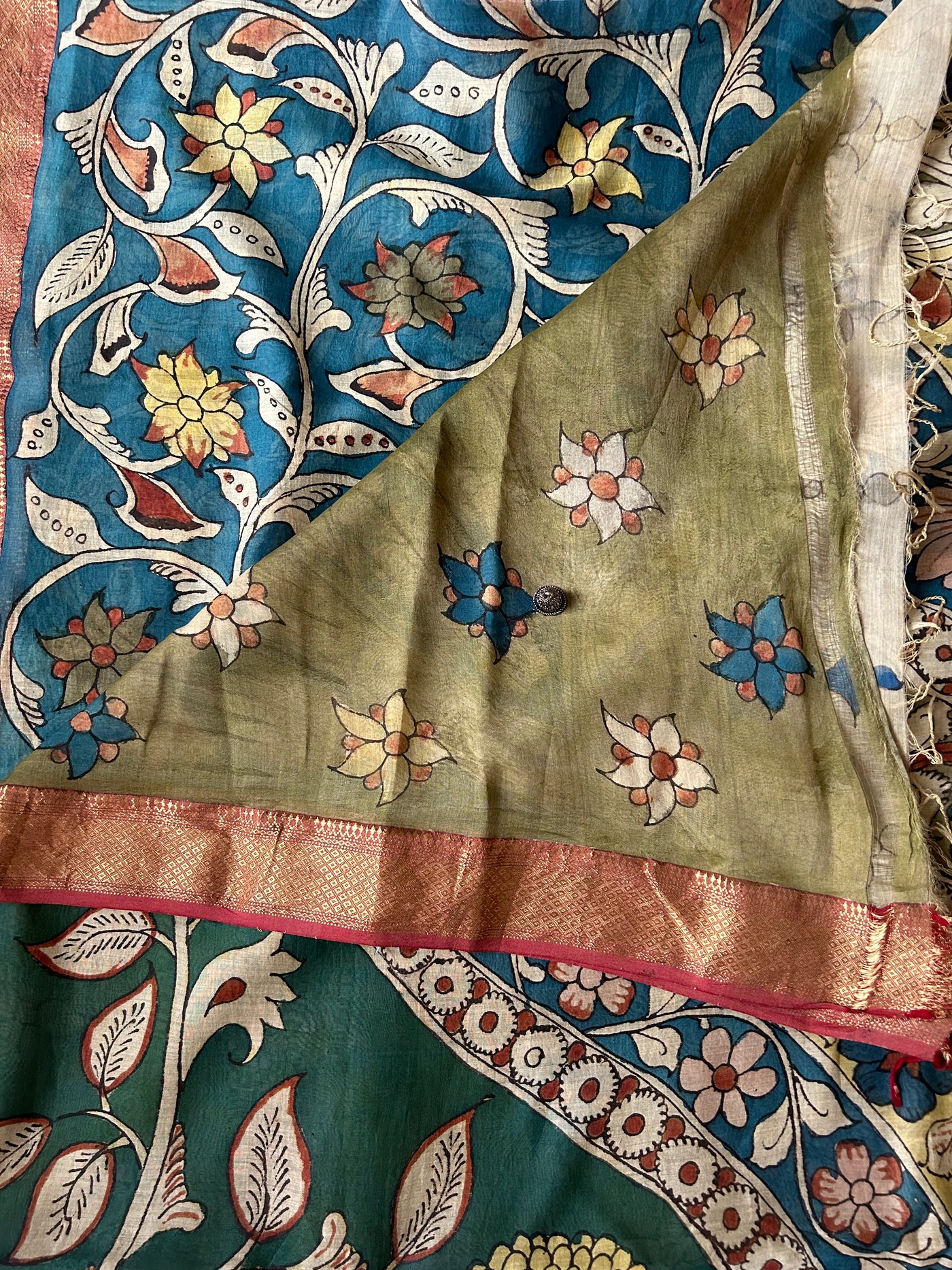 CHANDRAMUKHI: Handloom Maheshwari Pen Kalamkari Saree