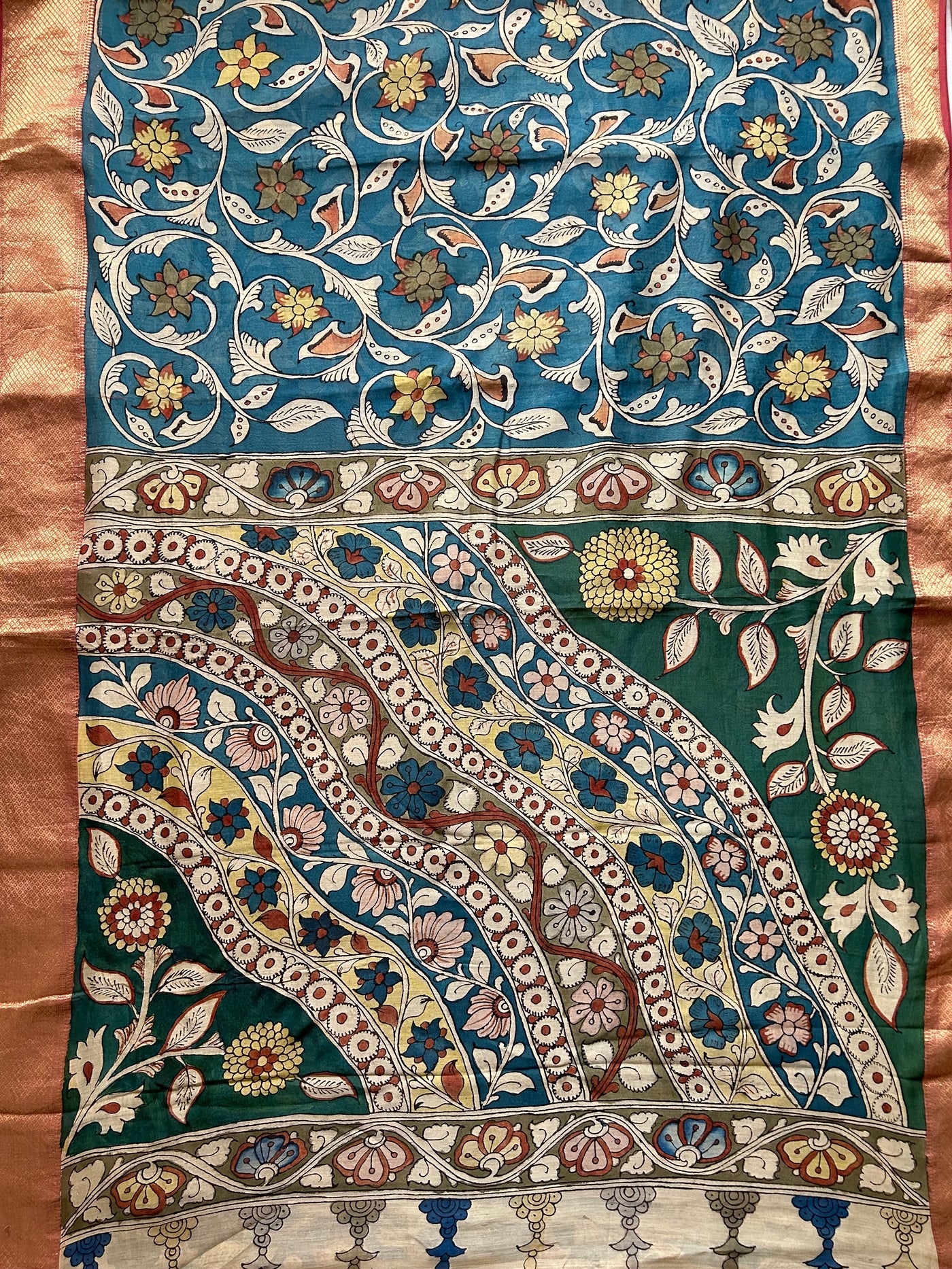 CHANDRAMUKHI: Handloom Maheshwari Pen Kalamkari Saree