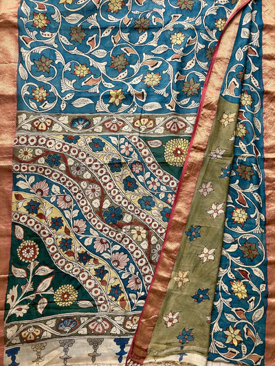 CHANDRAMUKHI: Handloom Maheshwari Pen Kalamkari Saree