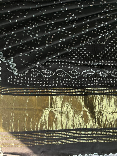 BARKHA: HANDMADE BANDHANI MODAL SILK SAREE WITH TISSUE PALLU