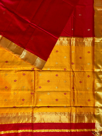 TAPI: Handloom Silk-Cott Maheshwari Saree With Zari Border