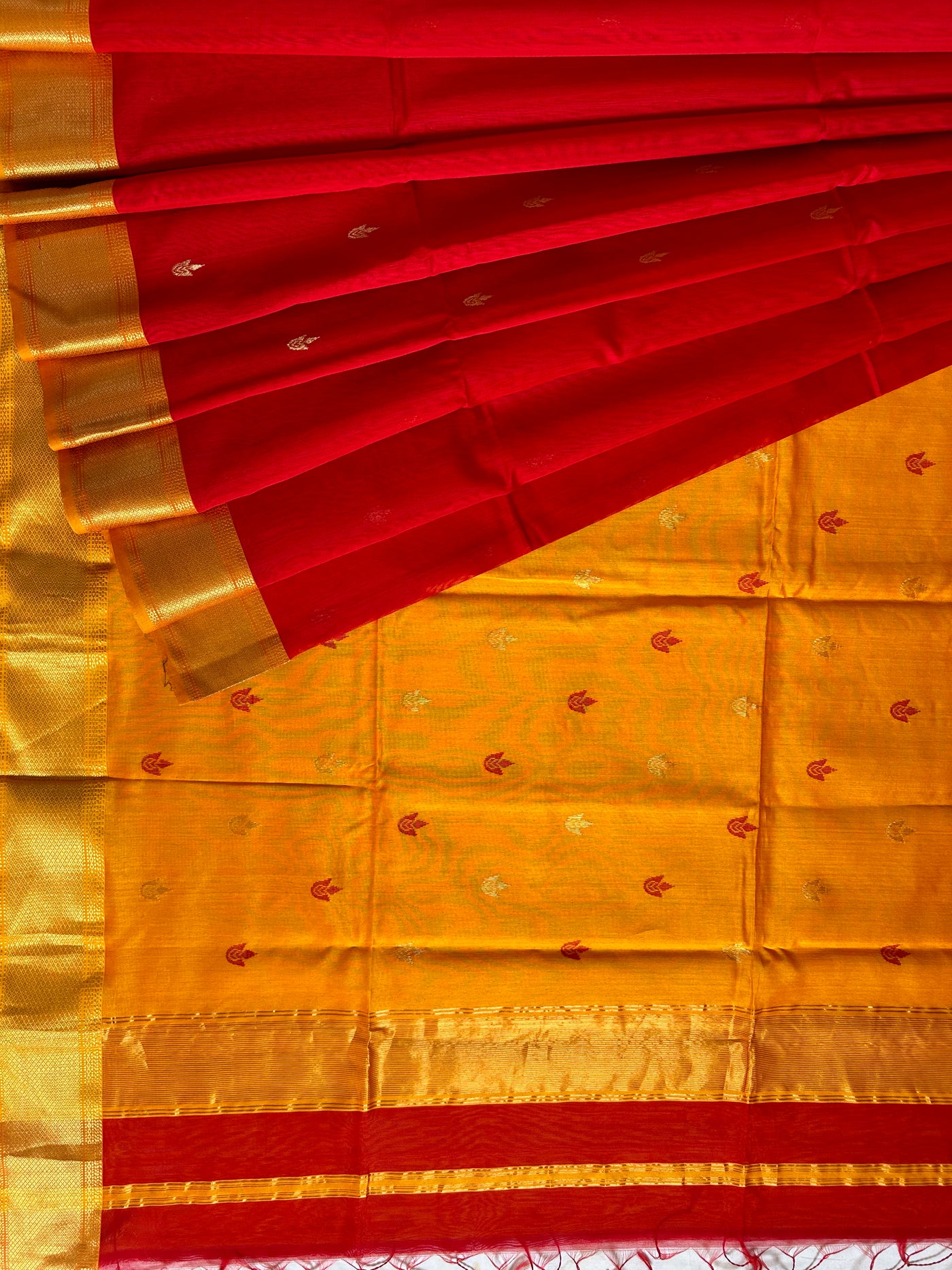 TAPI: Handloom Silk-Cott Maheshwari Saree With Zari Border