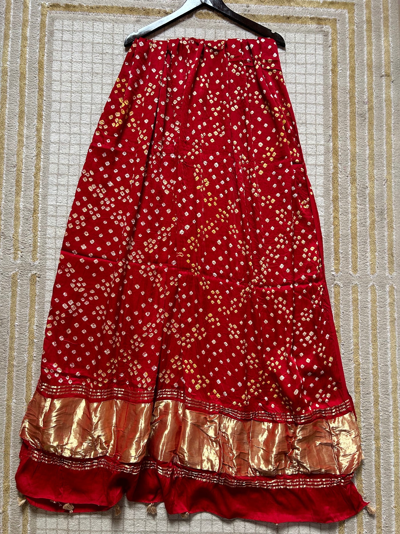 Laal-Mirch: AJRAKH BANDHEJ PREMIUM TISSUE MODAL SILK DUPATTA