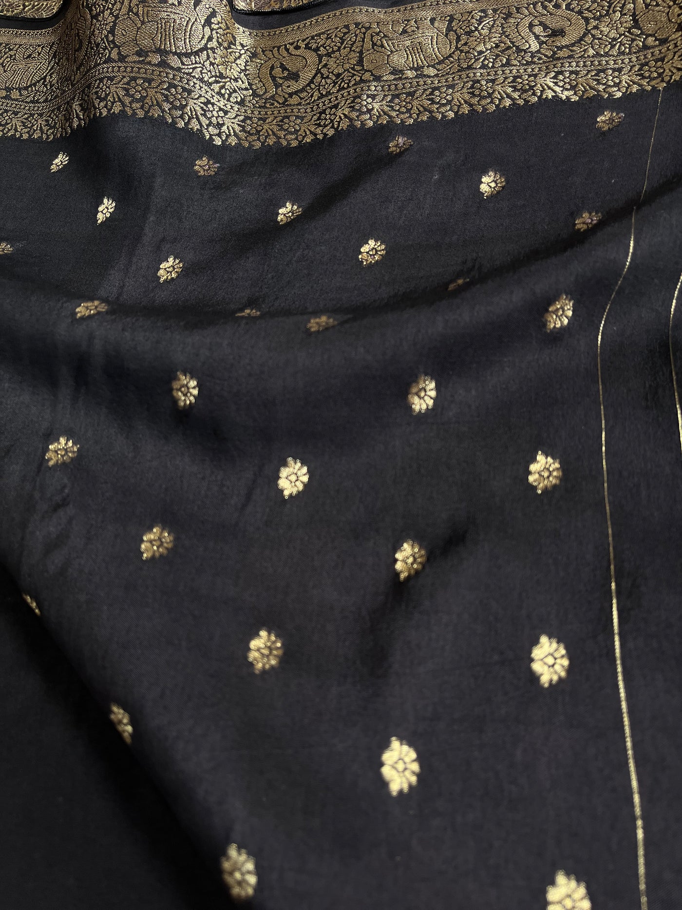 NATASHA: Handblock Ajrakh Dola Silk Saree with Meenakari Pallu