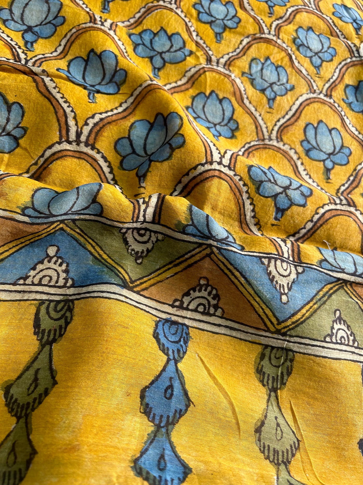 SANRACHNA : Handloom Maheshwari Pen Kalamkari Saree