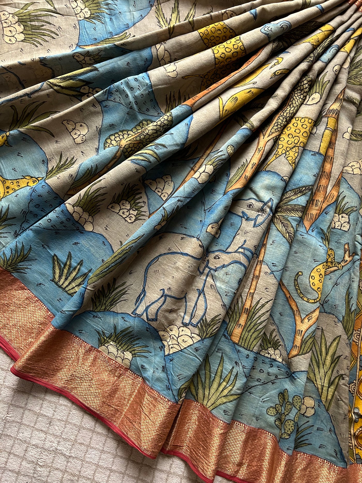 SANRACHNA : Handloom Maheshwari Pen Kalamkari Saree