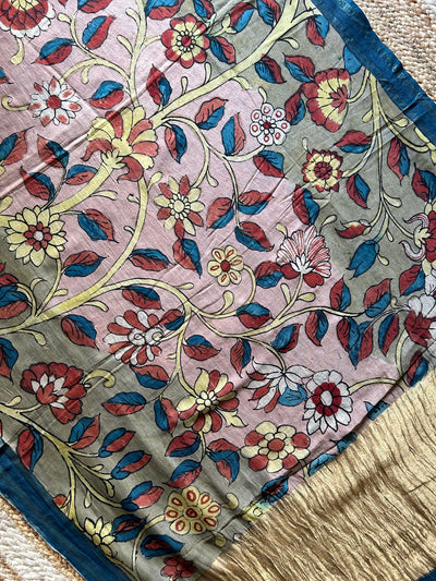 Gul:Handdrawn & Handpained Penkalamkari chanderi dupatta