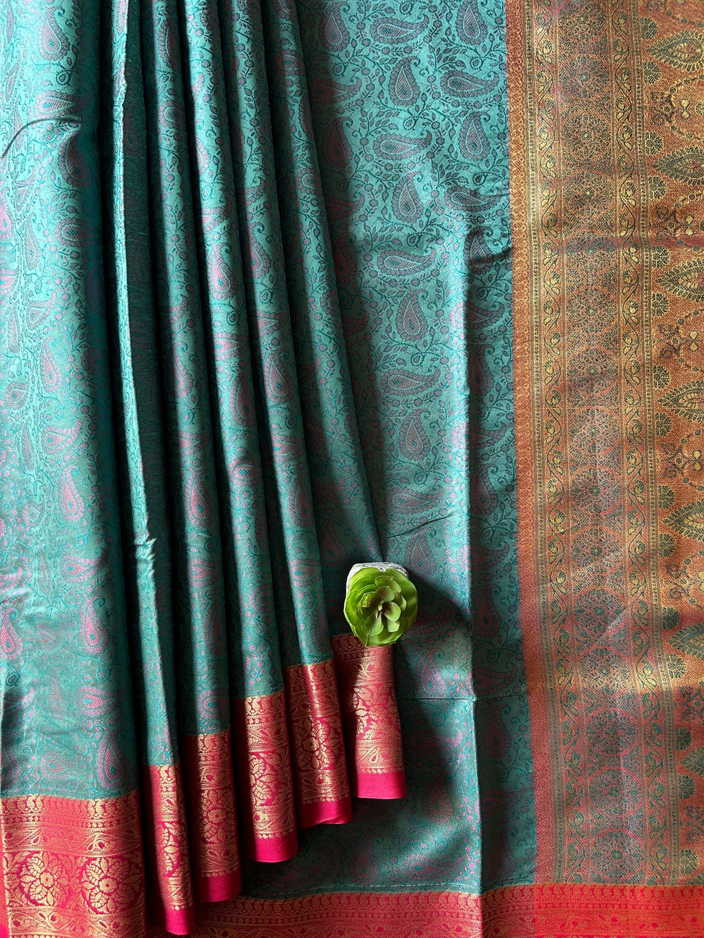 RUHAB: FESTIVE WEAR SOFT SILK SAREE WITH ALL OVER TANCHOI WEAVING.
