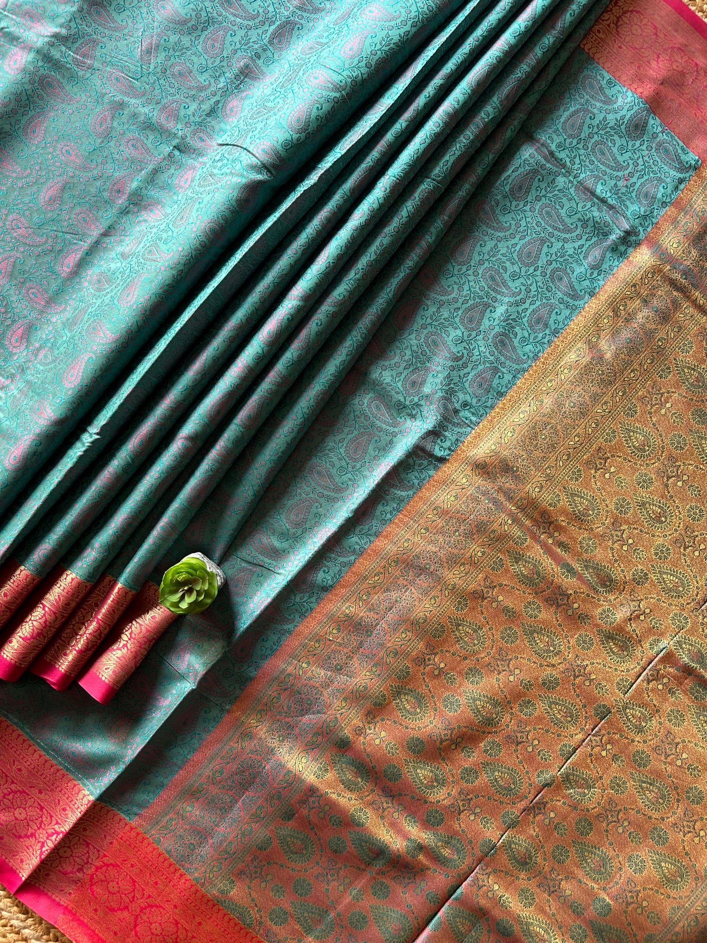 RUHAB: FESTIVE WEAR SOFT SILK SAREE WITH ALL OVER TANCHOI WEAVING.
