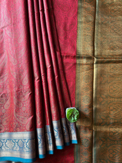 LILY: FESTIVE WEAR SOFT SILK SAREE WITH ALL OVER TANCHOI WEAVING.