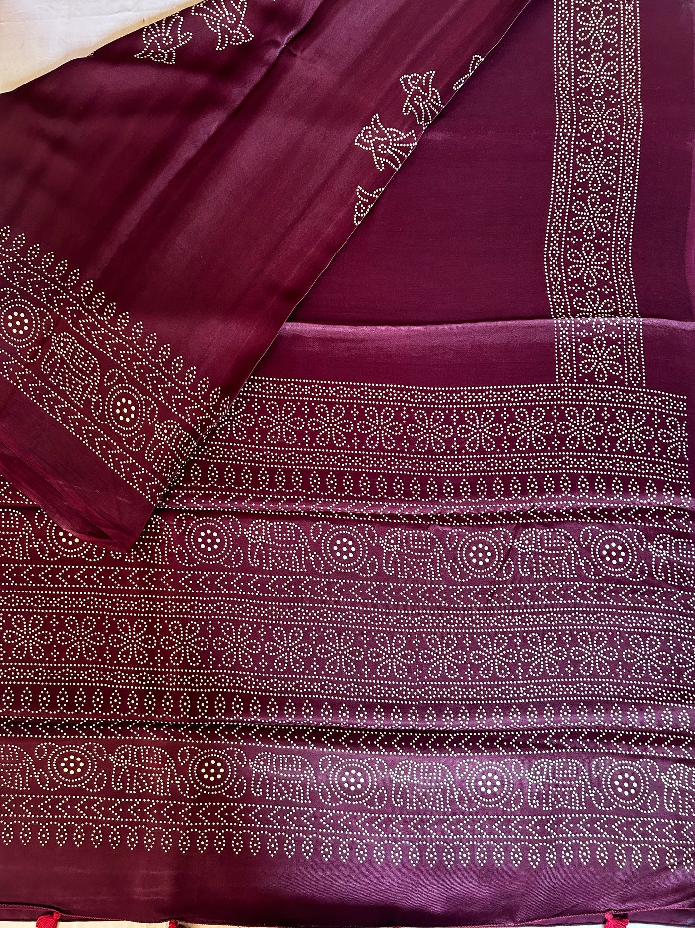 CLARA: Printed modal silk saree