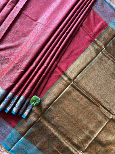 LILY: FESTIVE WEAR SOFT SILK SAREE WITH ALL OVER TANCHOI WEAVING.