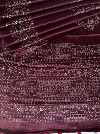 CLARA: Printed modal silk saree