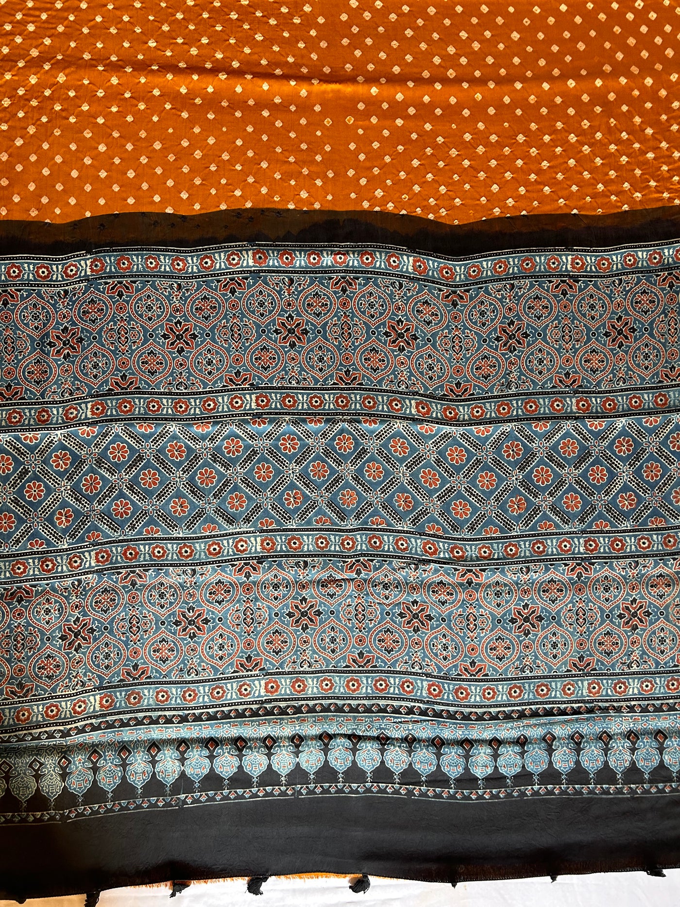 PITAMBARI: AJRAKH BANDHEJ MODAL SILK SAREE