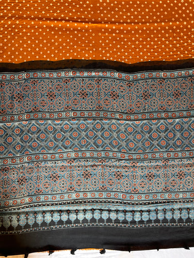 PITAMBARI: AJRAKH BANDHEJ MODAL SILK SAREE