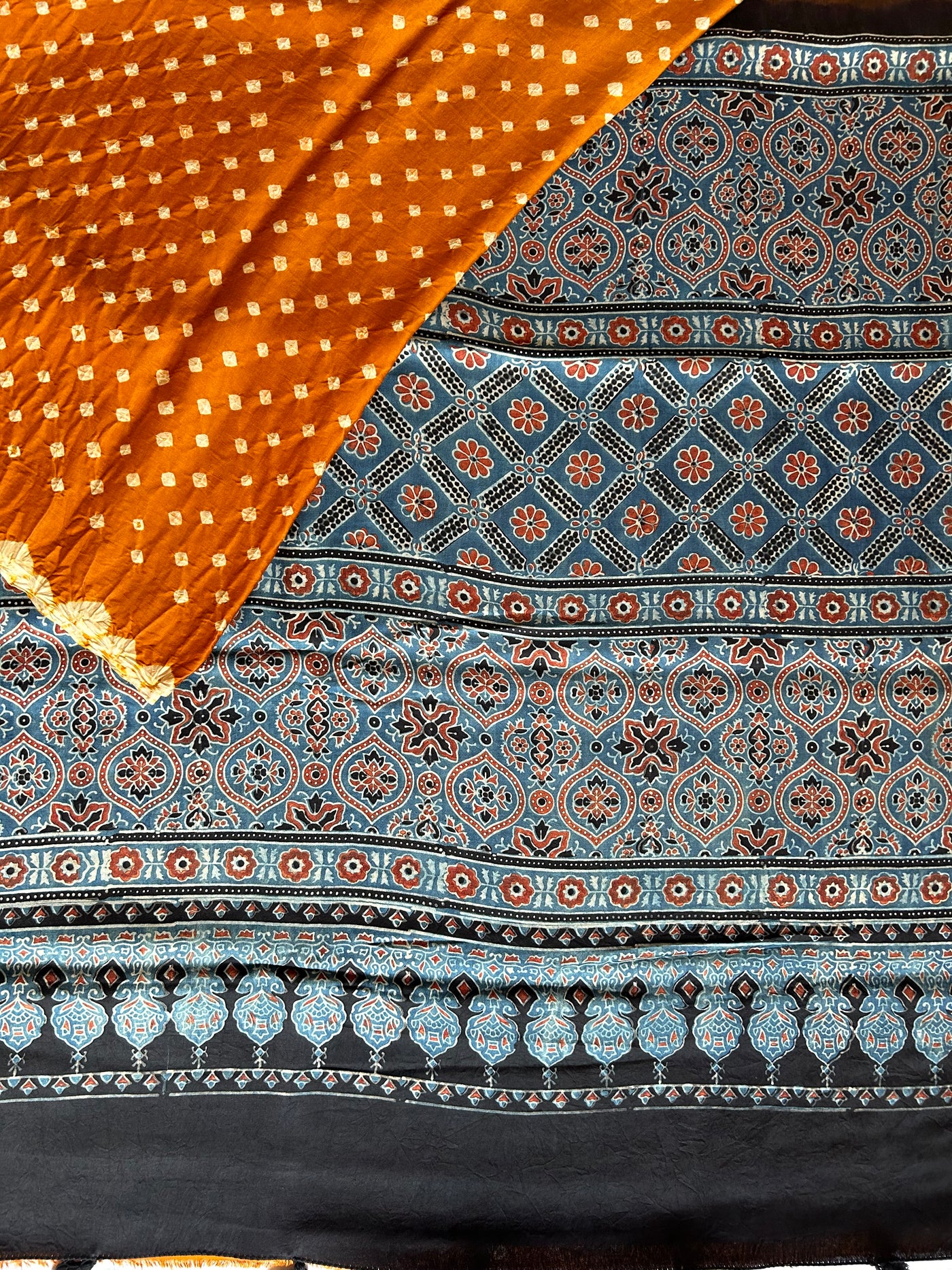 PITAMBARI: AJRAKH BANDHEJ MODAL SILK SAREE