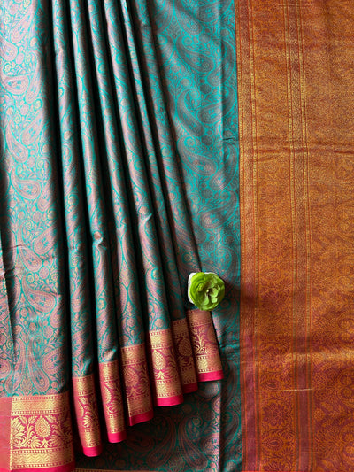 MANDAKINI: FESTIVE WEAR SOFT SILK SAREE WITH ALL OVER TANCHOI WEAVING.