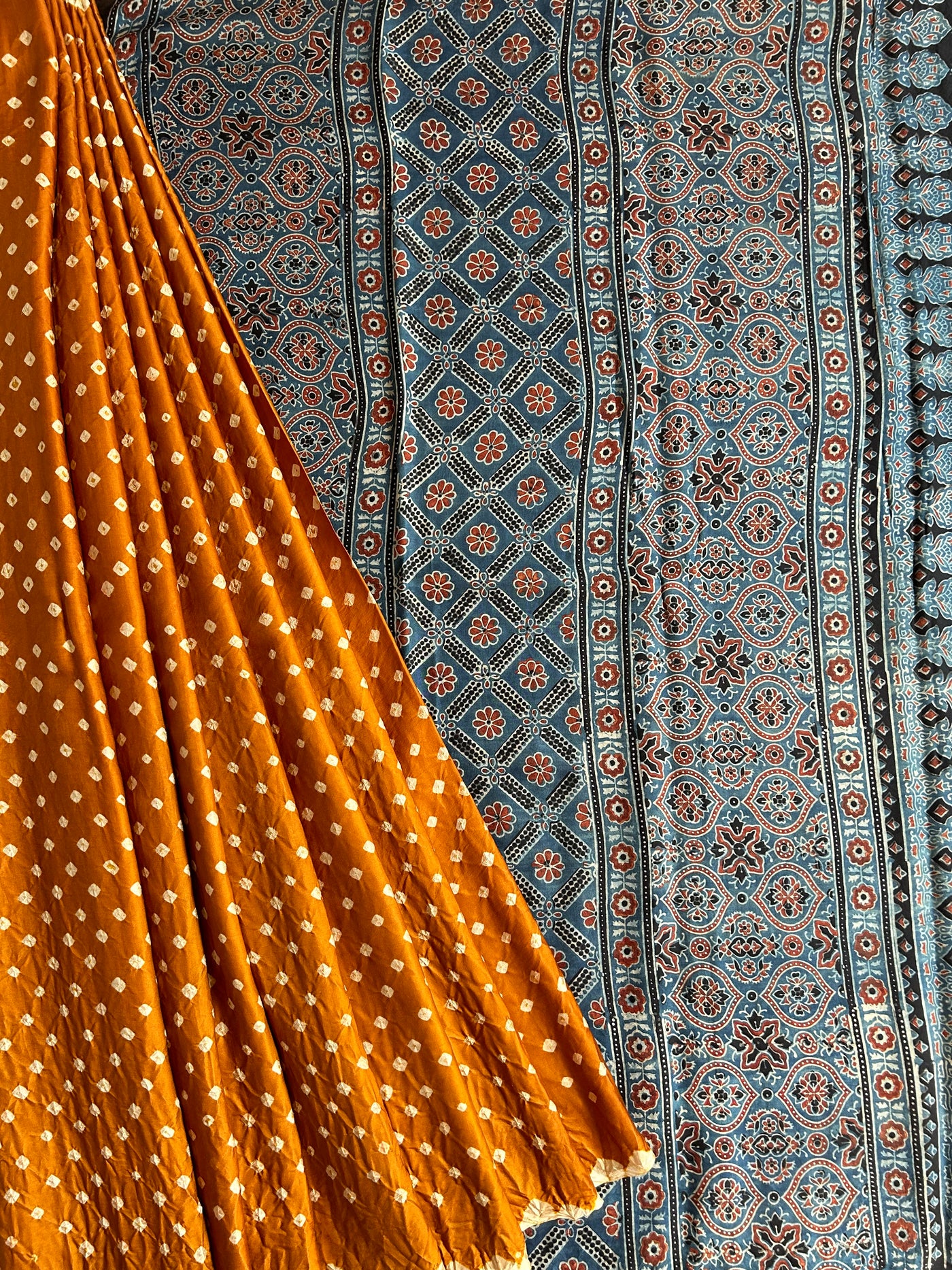 PITAMBARI: AJRAKH BANDHEJ MODAL SILK SAREE