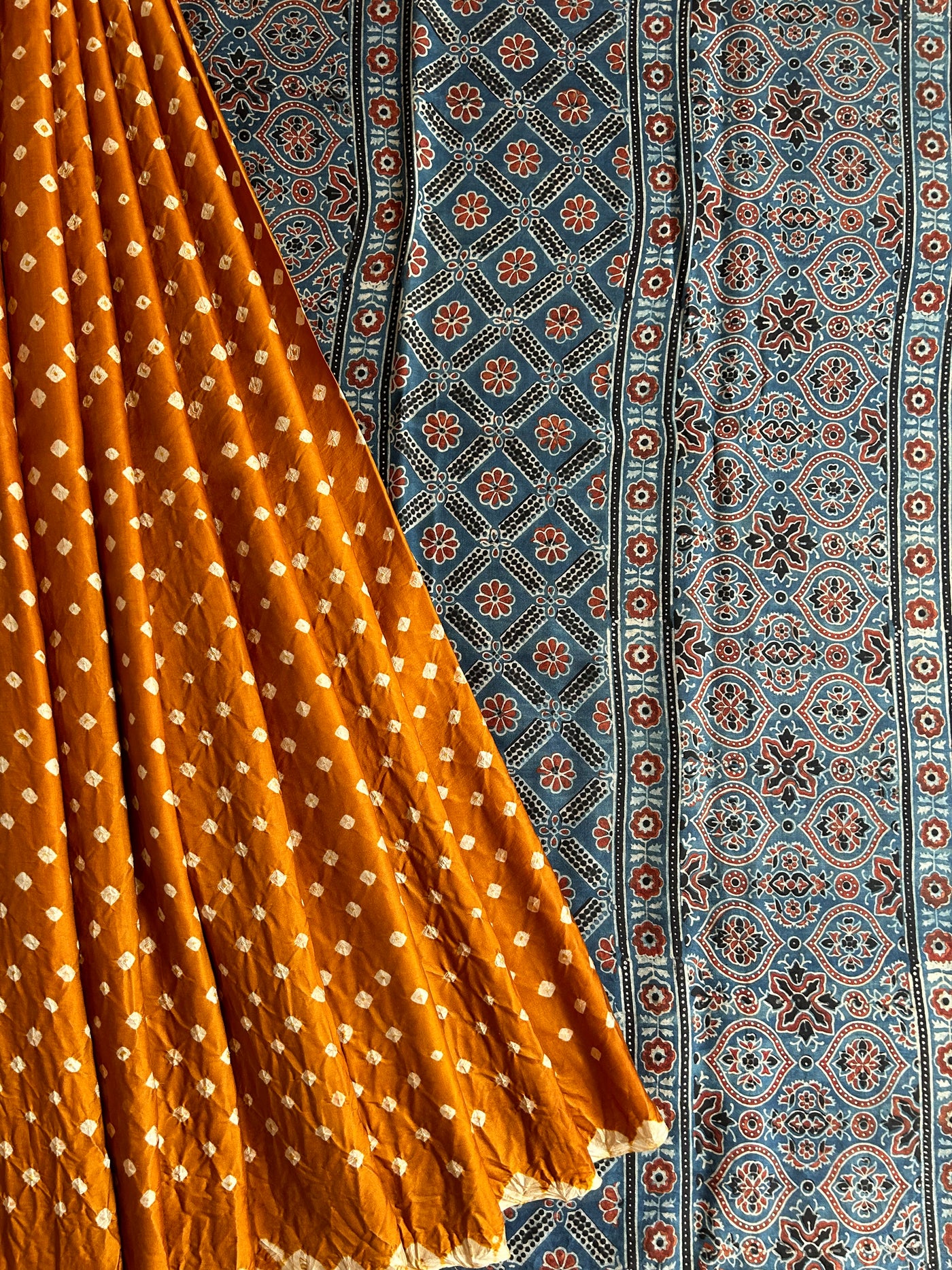 PITAMBARI: AJRAKH BANDHEJ MODAL SILK SAREE