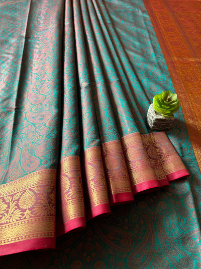MANDAKINI: FESTIVE WEAR SOFT SILK SAREE WITH ALL OVER TANCHOI WEAVING.