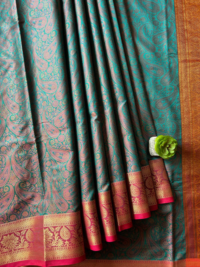 MANDAKINI: FESTIVE WEAR SOFT SILK SAREE WITH ALL OVER TANCHOI WEAVING.