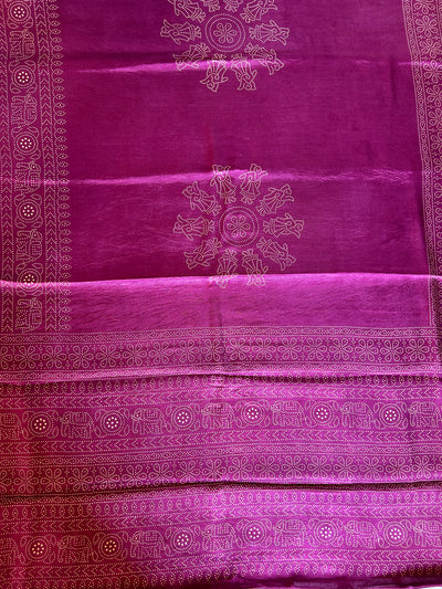 AMELIA: Printed modal silk saree