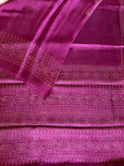 AMELIA: Printed modal silk saree