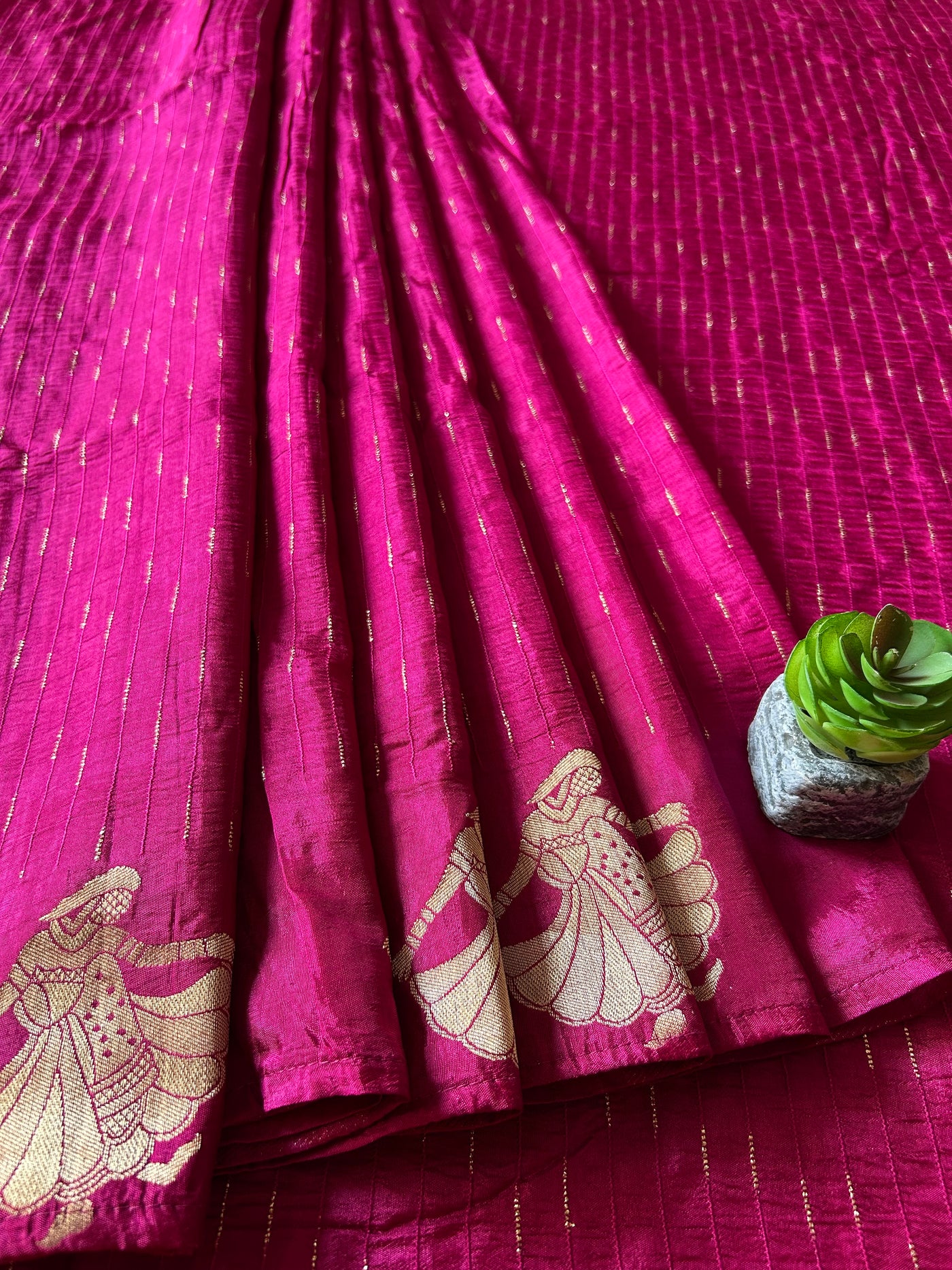 ALOKA: MAGENTA, WEDDING WEAR SOFT SILK SAREE WITH BANARASI PALLU