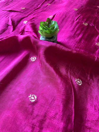 ALOKA: MAGENTA, WEDDING WEAR SOFT SILK SAREE WITH BANARASI PALLU