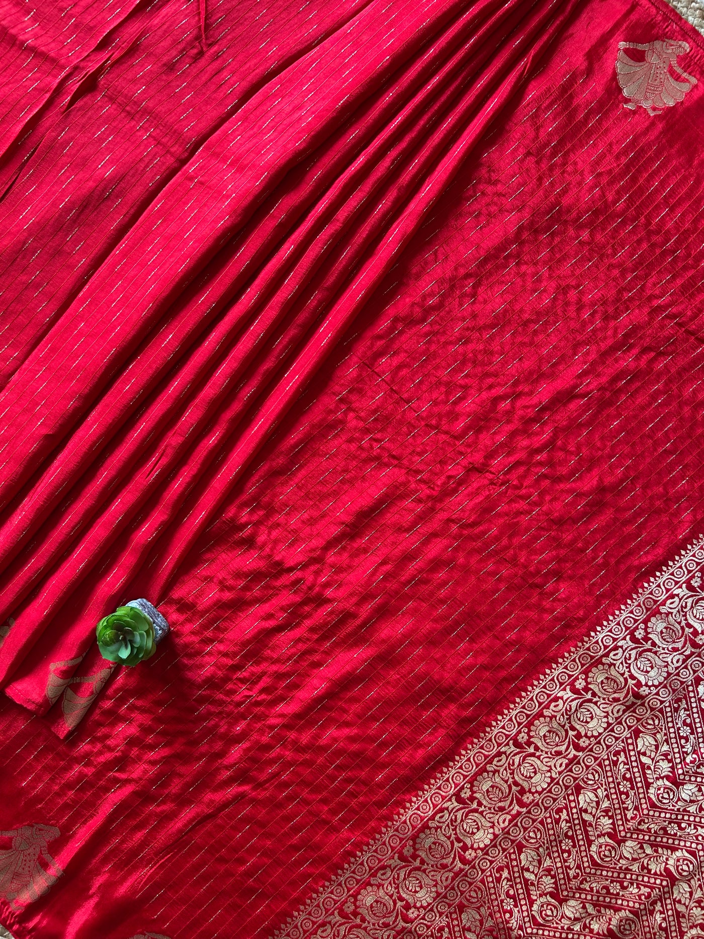 JUHEE: RED, WEDDING WEAR SOFT SILK SAREE WITH BANARASI PALLU