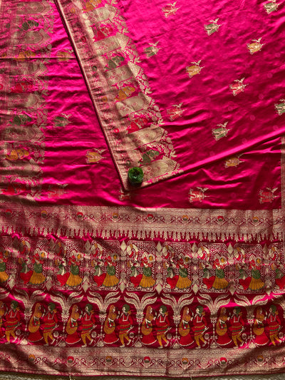 LATIKA:MAGENTA, WEDDING WEAR SOFT SATIN SILKSAREE WITH BANARASI PALLU