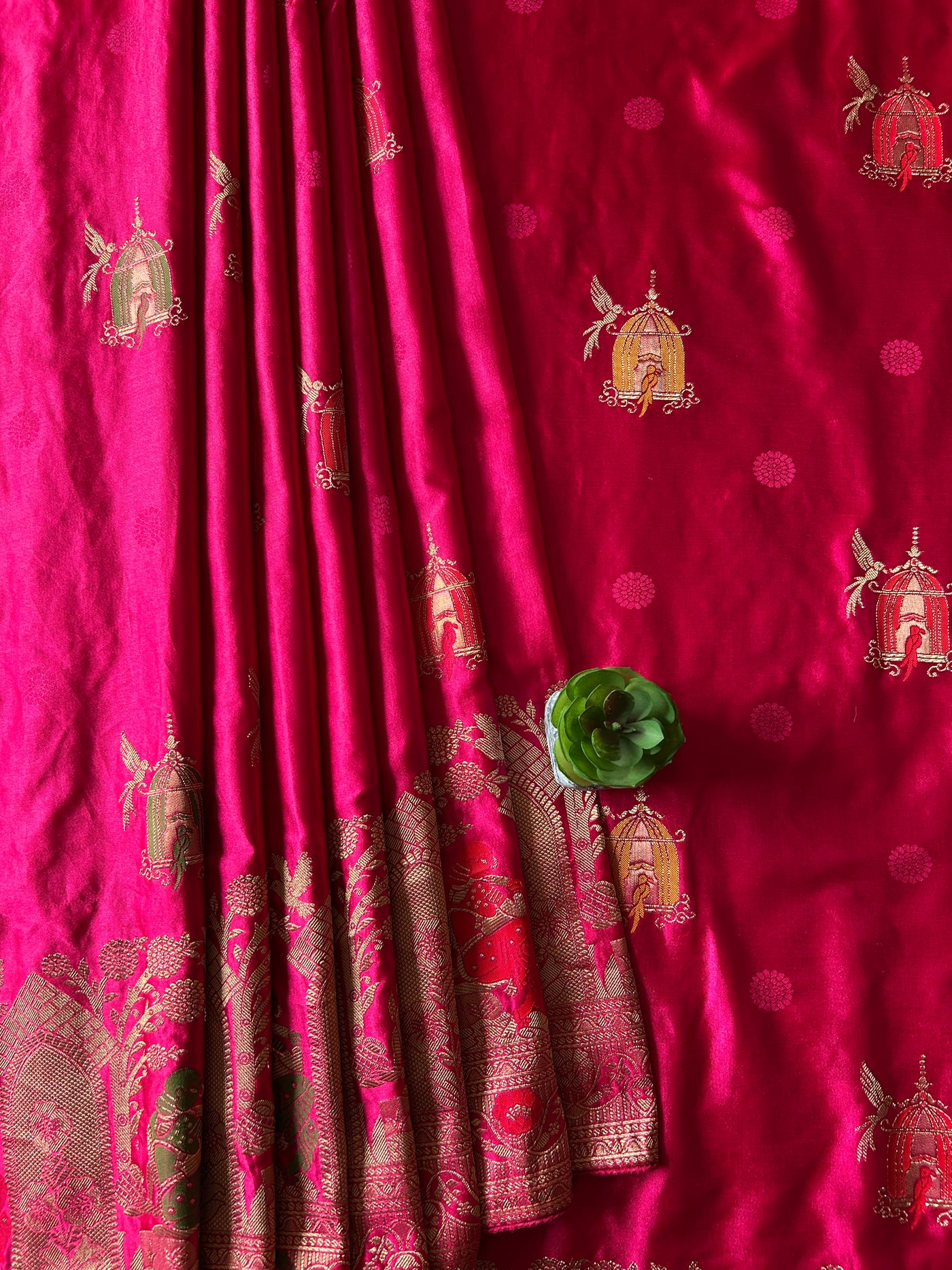 LATIKA:MAGENTA, WEDDING WEAR SOFT SATIN SILKSAREE WITH BANARASI PALLU