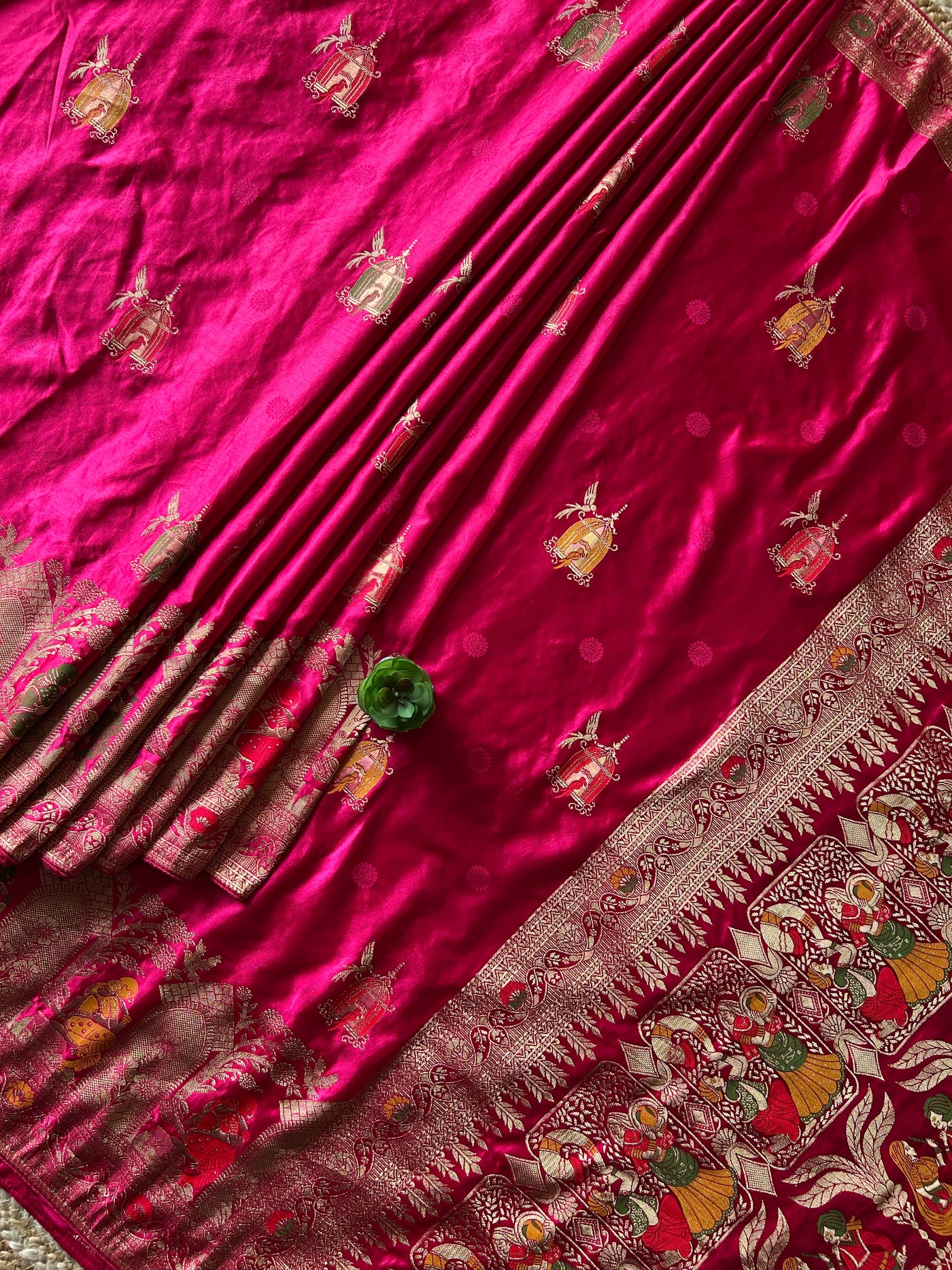 LATIKA:MAGENTA, WEDDING WEAR SOFT SATIN SILKSAREE WITH BANARASI PALLU