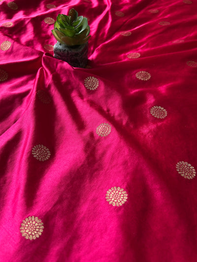 LATIKA:MAGENTA, WEDDING WEAR SOFT SATIN SILKSAREE WITH BANARASI PALLU